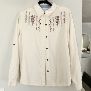 Alfred Dunner Embroidered Floral Button Down Shirt